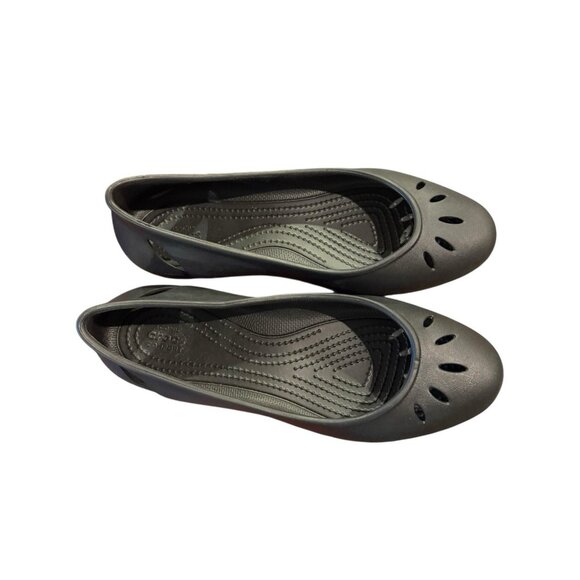 Crocs Womens Kadee Black Rubber Mary Janes Ballet Flats Size 8 - Picture 3 of 6